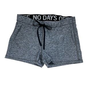 NO DAYS OFF black-and white marled gym shorts size small